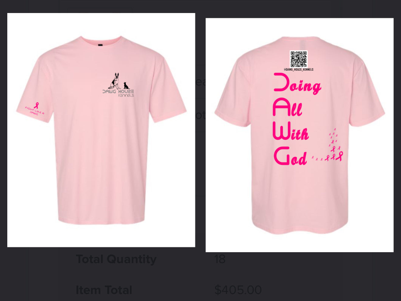 Fight Like a Dawg T Shirt (Breast Cancer Awareness Collection)